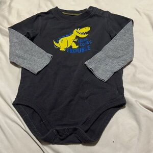 Dinosaur Graphic Kids One Piece - Black and Gray